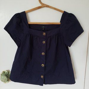 JCrew Point Sur Square Neck Button-down Top Navy